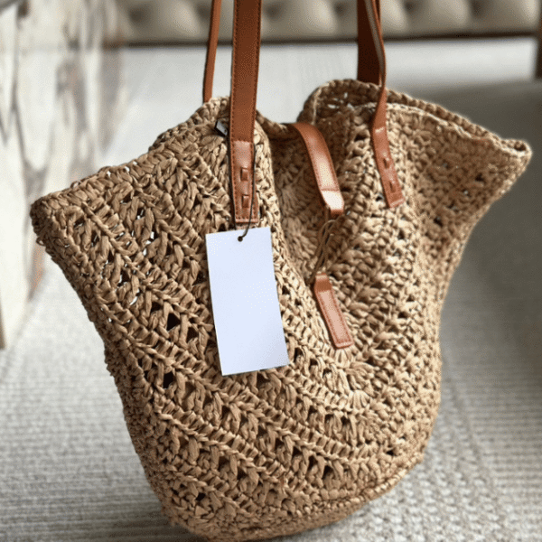 Saint Laurent Panier Large Raffia Tote Bag 15 Inches