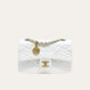 Chanel Flap Bag With Camellia Flower Chain White 26cm