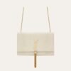 Saint Laurent Kate Medium Tassel In Crocodile White 9.4 Inches