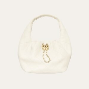 Chanel Mini Hobo Handbag Gold Tone Hardware Beige 7.5 Inches AS5976B22897U4531