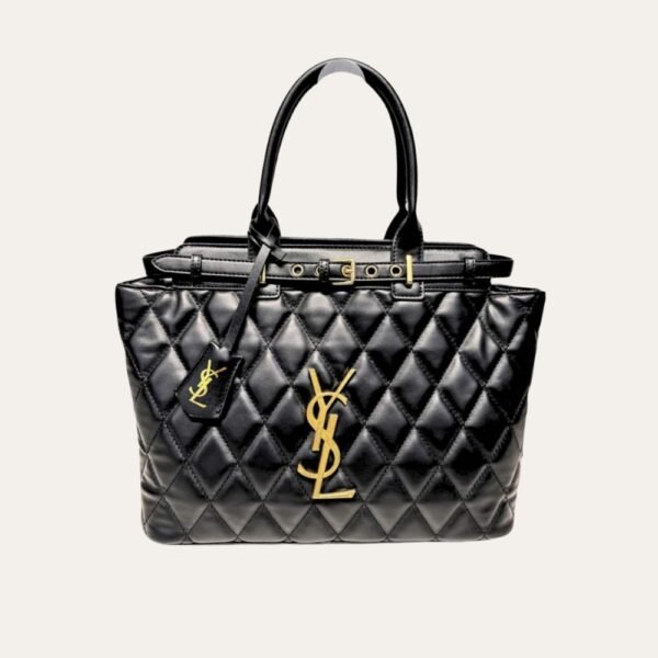 Saint Laurent Calfskin Leather Handbag Black 33Cm