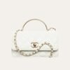 1-7 Chanel Clutch With Strap Shiny Crumpled With Imitation Pearls White 7.9 Inches Ap3803 B15603 10601