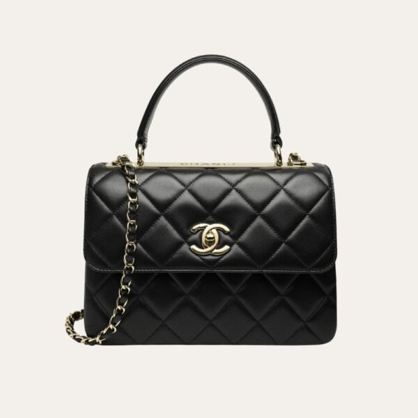 1-78 Chanel Flap Bag With Top Handle Bag With Gold Metal Black 9.8 Inches A92236 Y60767 94305