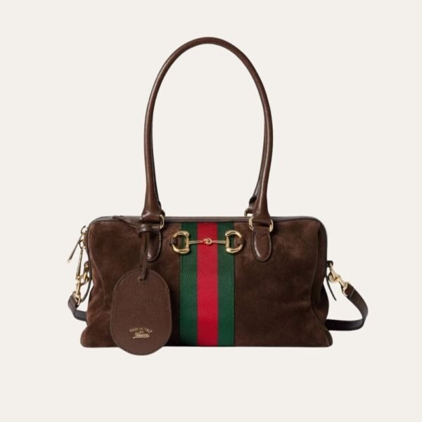 1-8-1.jpg Gucci Borsetto Medium Boston Bag Suede Leather Dark Brown 11 Inches 866732 AAGIR 2146