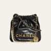 1-85 Chanel 22 Mini Handbag Shiny Crystal Pearls Gold Tone Metal Black 7.8 Inches As3980 B10672 94305