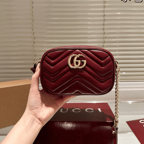 Gucci Gg Marmont Small Camera Bag Burgundy 9.4 Inches