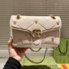 1-87 Gucci Gg Marmont Large Studded Matelassé Shoulder Bag Ivory White 10.2 Inches