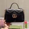 Gucci Gg Marmont Top Handle Chain Shoulder Bag Black 10.6 Inches
