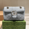 Gucci Gg Marmont Denim Chain Shoulder Bag Blue 8.7 Inches
