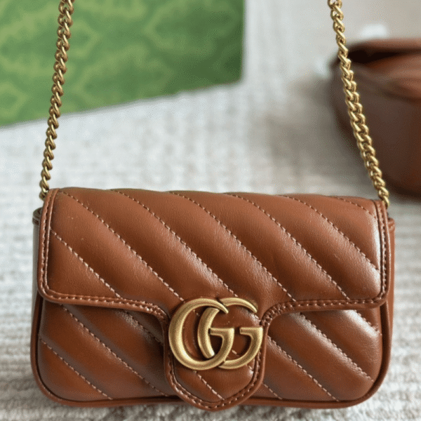 Gucci Gg Marmont Small Chain Shoulder Bag Brown 8.7 Inches