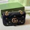 Gucci Gg Marmont Studded Matelessé Shoulder Bag Black 8.7 Inches