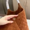 Saint Laurent Large Tote Bag In Suede Copper 14.2 Inches