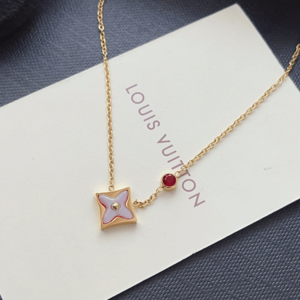 Louis Vuitton Monogram Flower Pendant Necklace Gold-Tone