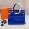 Hermes Birkin 30 Crocodile Gold Toned Hardware Dark Blue 30Cm