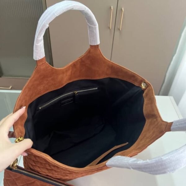 Saint Laurent Large Tote Bag In Suede Copper 14.2 Inches