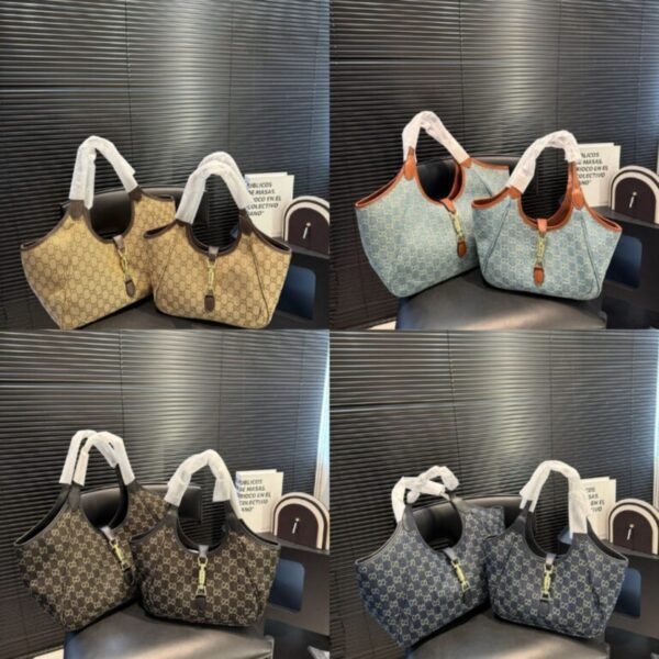 12-2 Gucci Mercato Medium Tote Bag Denim Navy Blue 14.2 Inches