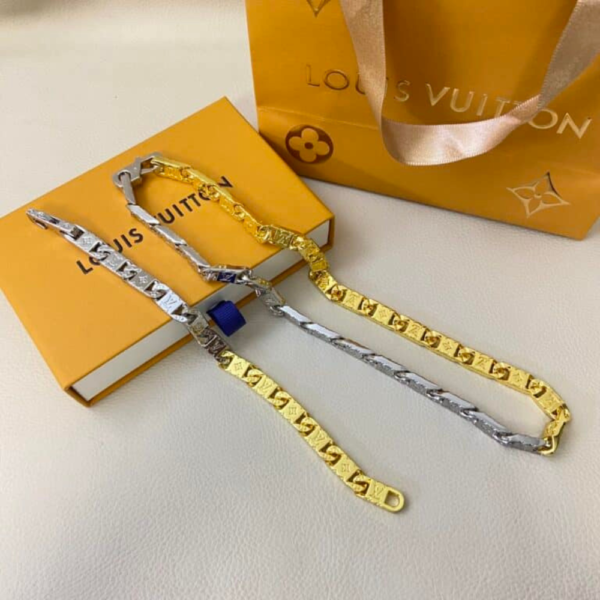 Louis Vuitton Monogram Tied Up Necklace Gold And Silver M02229