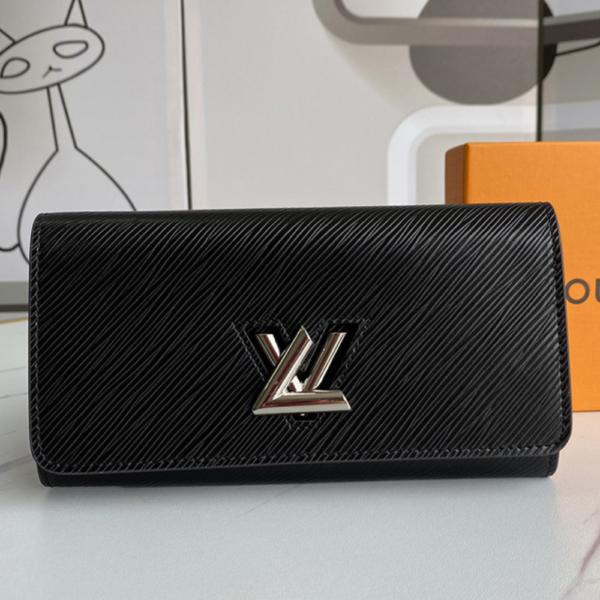 123-2 Louis Vuitton Twist Wallet Epi Black 7.5 Inches M67510
