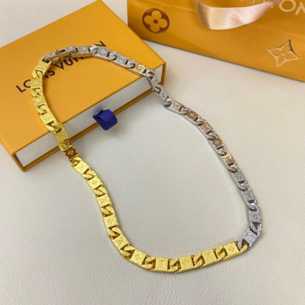 Louis Vuitton Monogram Tied Up Necklace Gold And Silver M02229