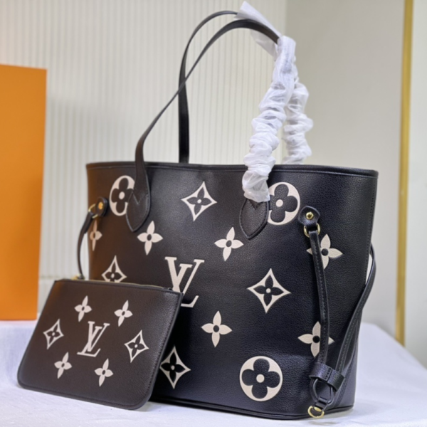 140-1 Louis Vuitton Neverfull Tote Bag Mm Monogram Black 12.2 Inches M46649