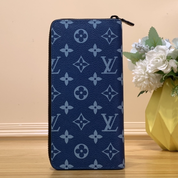 Louis Vuitton Zippy Vertical Wallet Monogram Blue 7.9 Inches M82799