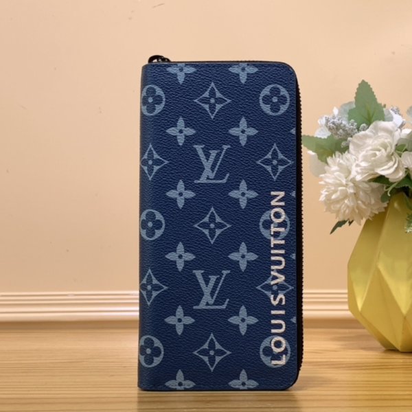Louis Vuitton Zippy Vertical Wallet Monogram Blue 7.9 Inches M82799