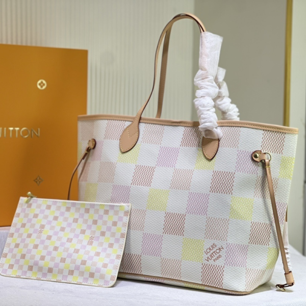 194-1 Louis Vuitton Neverfull MM Peach 12.2 Inches N40668