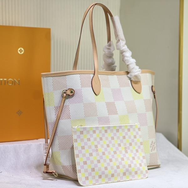195-1 Louis Vuitton Neverfull MM Peach 12.2 Inches N40668