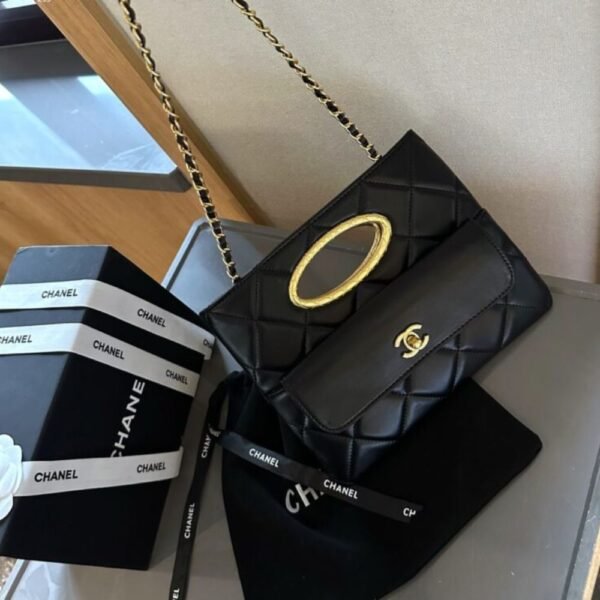 2-10 Chanel Clutch And Gold Plated Metal In Black 9.8 Inches AS5038 B17663 94305
