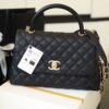 Chanel Large Flap Bag With Top Handle Black 11 Inches A92991