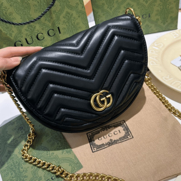 Gucci Gg Marmont Mini Matelassé Shoulder Bag Black 10.2 Inches