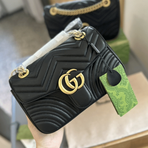 Gucci Gg Marmont Small Matelassé Shoulder Bag Black 9 Inches