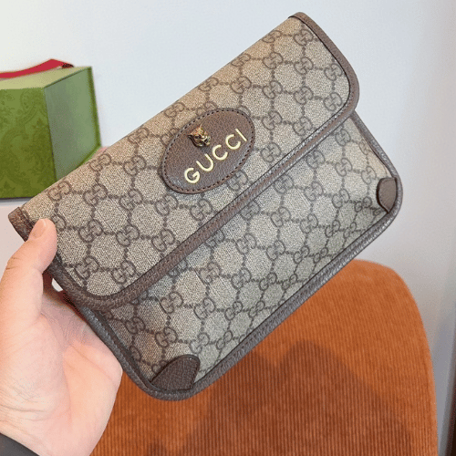 Gucci Tiger Head Gg Small Crossbody Bag Brown 8.3 Inches