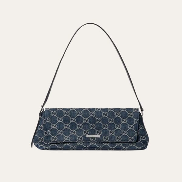 2-12-1.jpg Gucci Madison Medium Shoulder Bag GG Denim Dark Blue 12.2 Inches