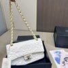 Chanel Flap Bag With Camellia Flower Chain White 26cm