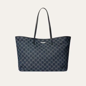 Gucci Generation Medium Tote Bag GG Denim Dark Blue 15 Inches