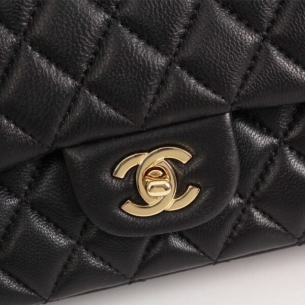 Chanel Classic Flap Black Gold Hardware 9.8 Inches