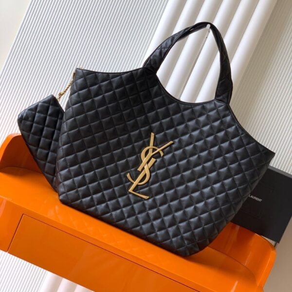 [Premium Quality] – Saint Laurent Icare Maxi Shopping Bag Black 13.8 Inches 698651Aaang1000