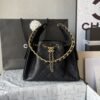 [Premium Quality] – Chanel 25 Small Handbag Grained And Gold Tone Metal Black 10.2 Inches As5293 B20304 94305