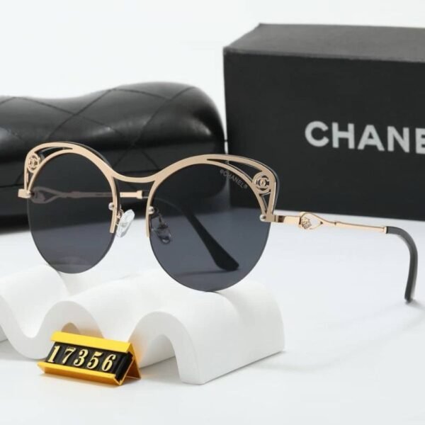 Chanel Cutout Round Sunglasses Black