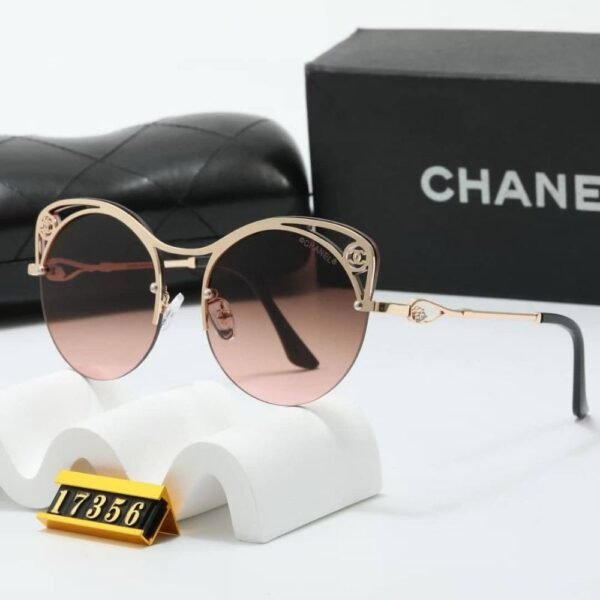 Chanel Cutout Round Sunglasses Brown