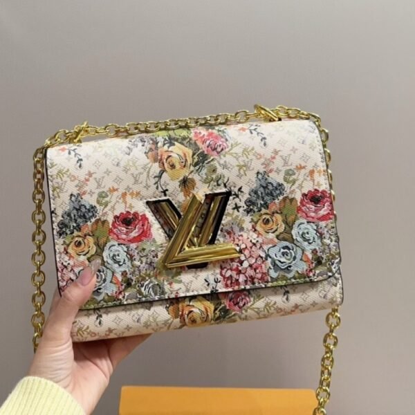 2-15 Louis Vuitton Twist MM Epi Floral Beige 23Cm