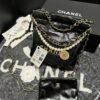 [Premium Quality] – Chanel 22 Mini Handbag Shiny Crystal Pearls Gold Tone Metal Black 7.8 Inches As3980 B10672 94305