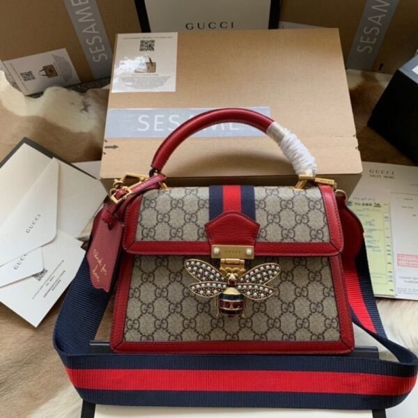 [Premium Quality] – Gucci Queen Margaret Gg Small Top Handle Bag Red 10 Inches 476541 9I6St 8540
