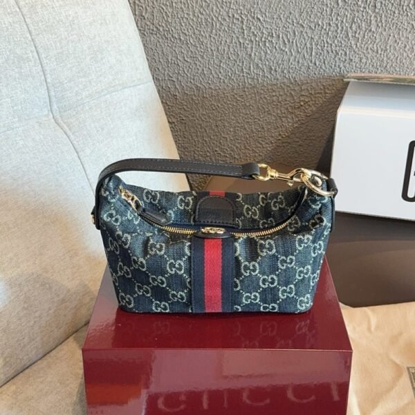 Gucci Vanity Mini Bag Blue And White GG Denim 19cm