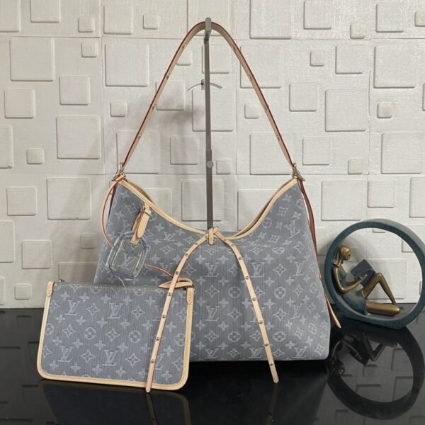 [Premium Quality] – Louis Vuitton Carryall MM Washed Gray Denim 15.3 Inches M13289