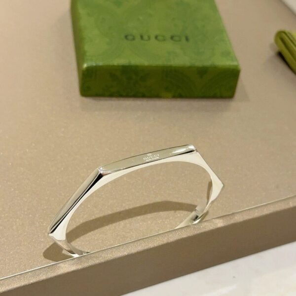 Gucci Trademark Sterling Silver Geometric Cuff Bracelet