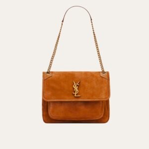 Saint Laurent Niki Baby Chain Bag In Suede Brown 11 Inches 6237483