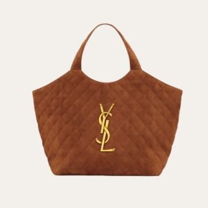 Saint Laurent Large Tote Bag In Suede Copper 14.2 Inches