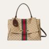 Gucci Paparazzo Medium Top Handle Bag GG Canvas Sand Brown 12.6 Inches